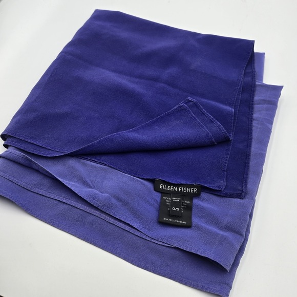 Eileen Fisher Wrap Womens One Size Blue Sapphire 100% Silk Scarf Shawl 82x20 In